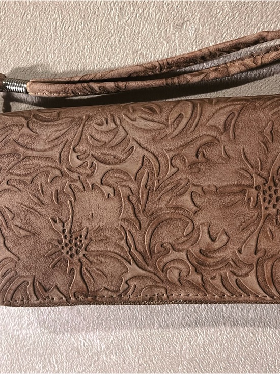 Handbags - Textured Floral Embossed Shoulder Bag - Taupe